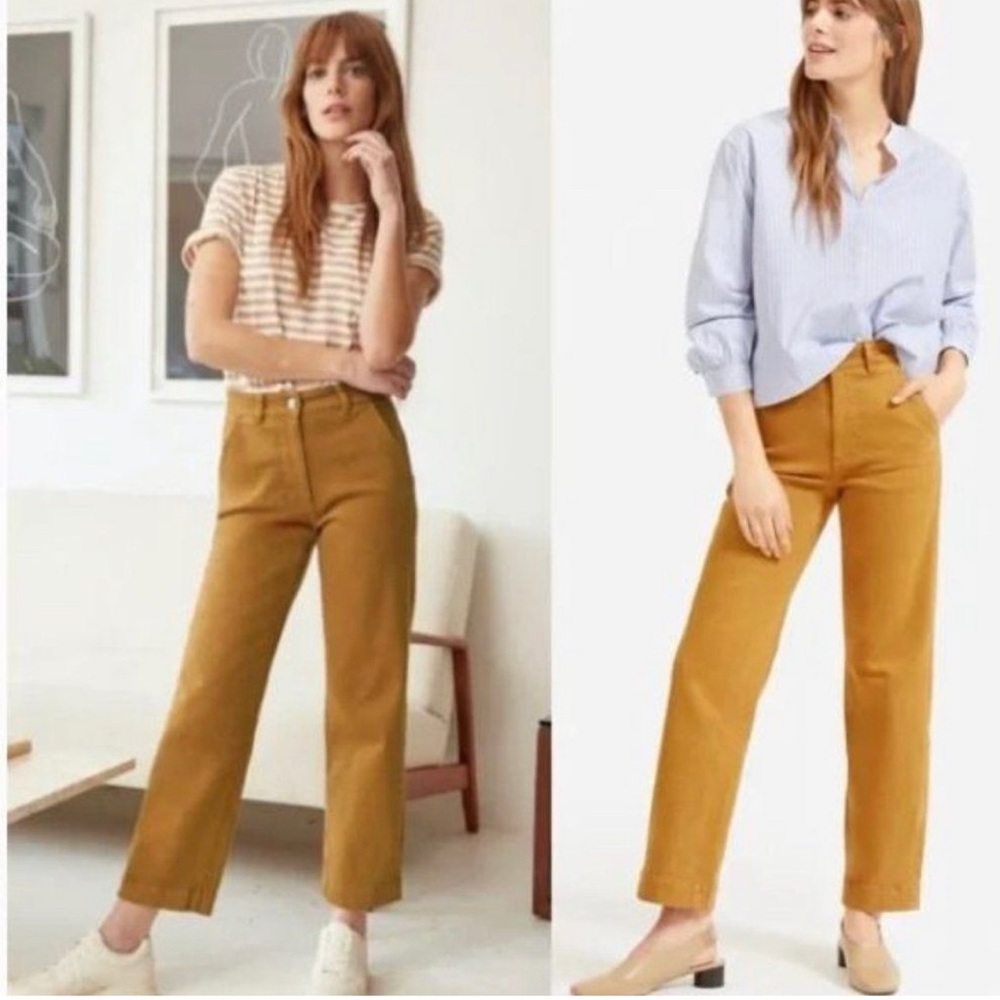EVERLANE Cropped Straight Leg Pant Tapenade Brown Size 0
